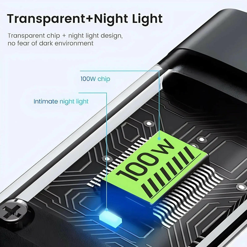 Transparent Luminous 3-in-1 Super Fast Charging Cable for iPhone 15/14/13 with Type-C and Micro USB Compatibility.