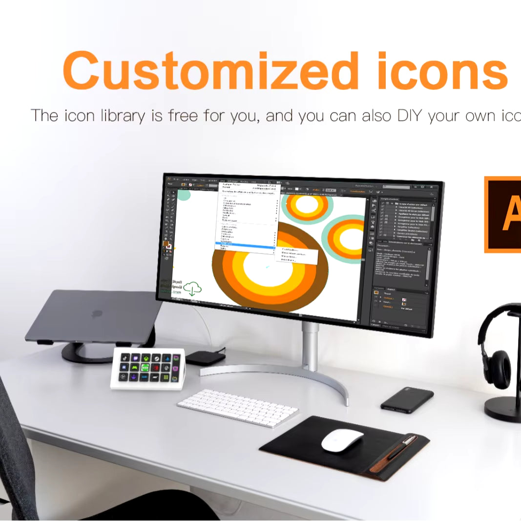 Streamdeck Mini Visual Keyboard - 15 Customizable LCD Buttons for Live Content Creation on Windows and Mac.
