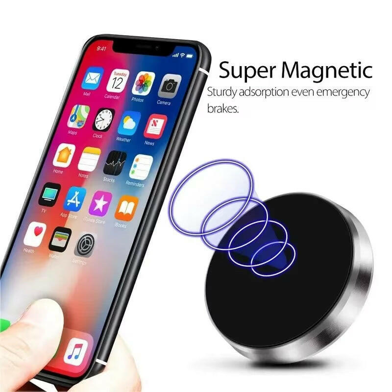Magnetic Car Phone Holder - Dashboard and Wall Mount for iPhone, Samsung, and Xiaomi.