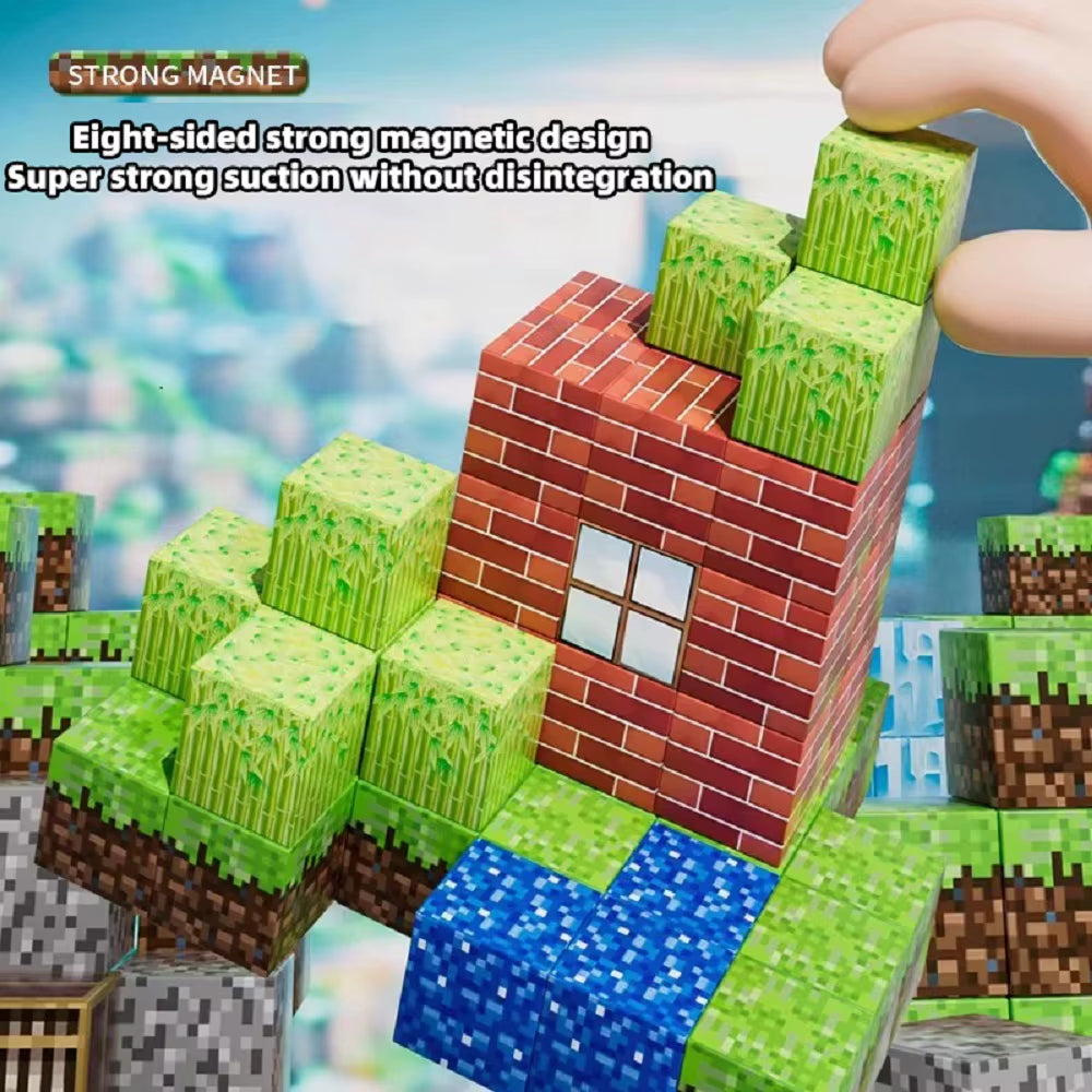 Magnetic Building Blocks Storage Box Set - DIY Assembly Toys for Children with Table Play Features