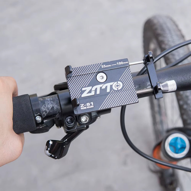 ZTTO Universal Bicycle Phone Holder - Durable Metal Mount for MTB, Road Bike, and Motorcycle, Compatible with Mobile Devices and GPS.