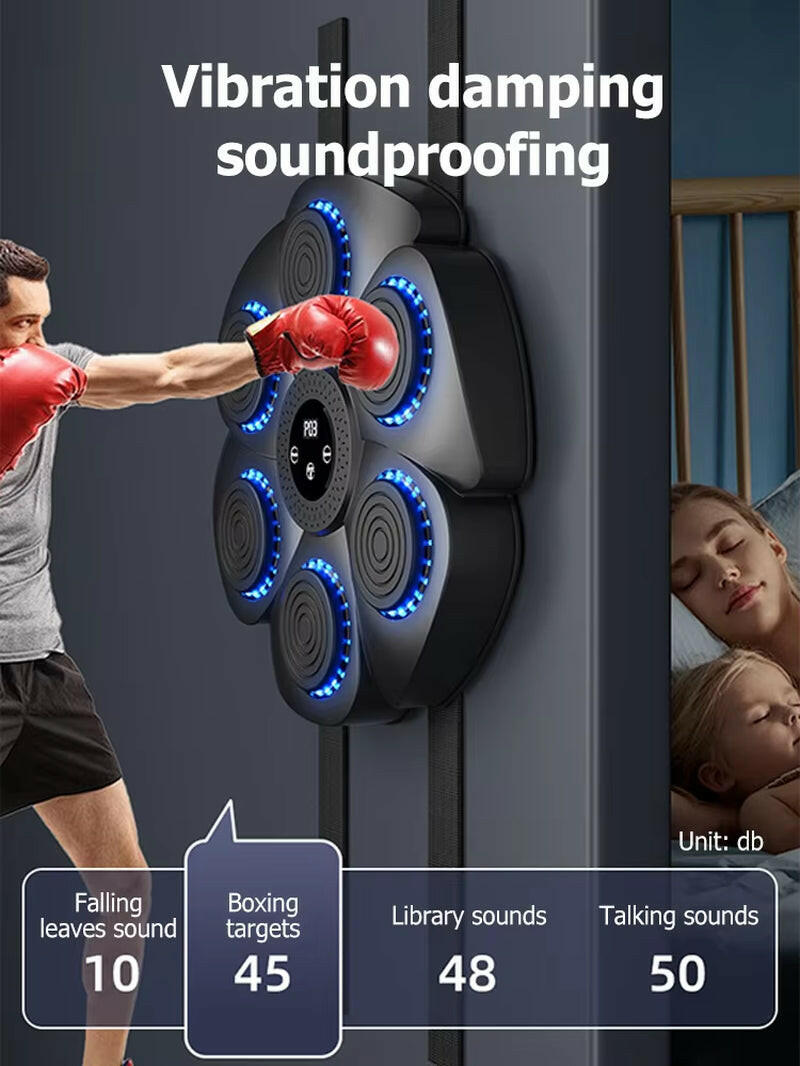 Smart Bluetooth Wall-Mounted Boxing Trainer with Music Integration for Home and Gym Use.
