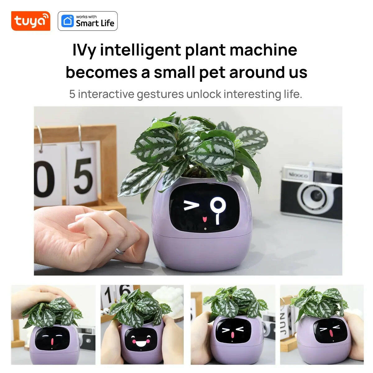 Tuya Ivy Smart Planter: A Revolutionary Companion for Effortless Plant Care with 49+ Expressions and 7 Smart Sensors.