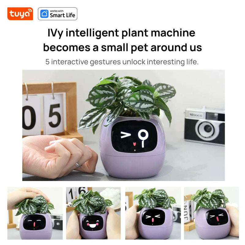 Tuya Ivy Smart Planter: A Revolutionary Companion for Effortless Plant Care with 49+ Expressions and 7 Smart Sensors.
