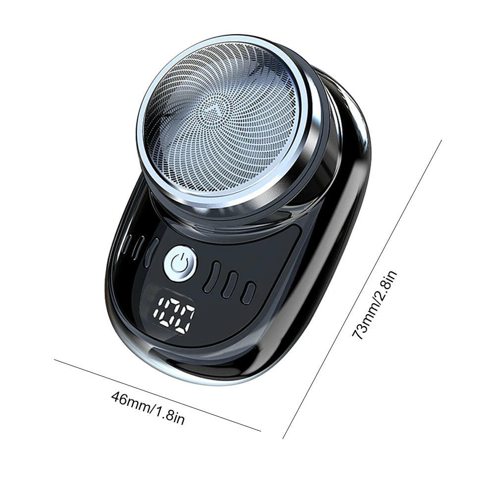 Compact Rechargeable Electric Travel Shaver for Men - Washable and Portable Cordless Trimmer for Facial and Beard Grooming.