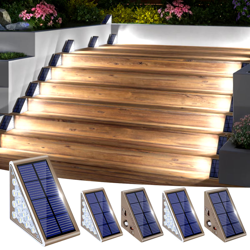 Elegant Outdoor Solar Step Lights - Waterproof IP67 Auto On/Off Illumination for Stairs, Patios, Yards, and Sidewalks.