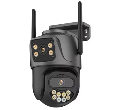 External 4K Dual Lens PTZ WiFi Camera - 8MP HD Outdoor IP Surveillance with 4MP Auto Tracking and Icsee P2P Technology.