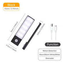 Wireless LED Motion Sensor Night Light - USB Rechargeable Cabinet and Wardrobe Lamp for Kitchen Backlighting.