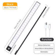 Wireless LED Motion Sensor Night Light - USB Rechargeable Cabinet and Wardrobe Lamp for Kitchen Backlighting.