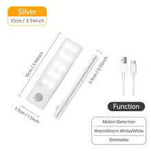 Wireless LED Motion Sensor Night Light - USB Rechargeable Cabinet and Wardrobe Lamp for Kitchen Backlighting.