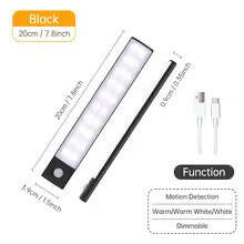 Wireless LED Motion Sensor Night Light - USB Rechargeable Cabinet and Wardrobe Lamp for Kitchen Backlighting.