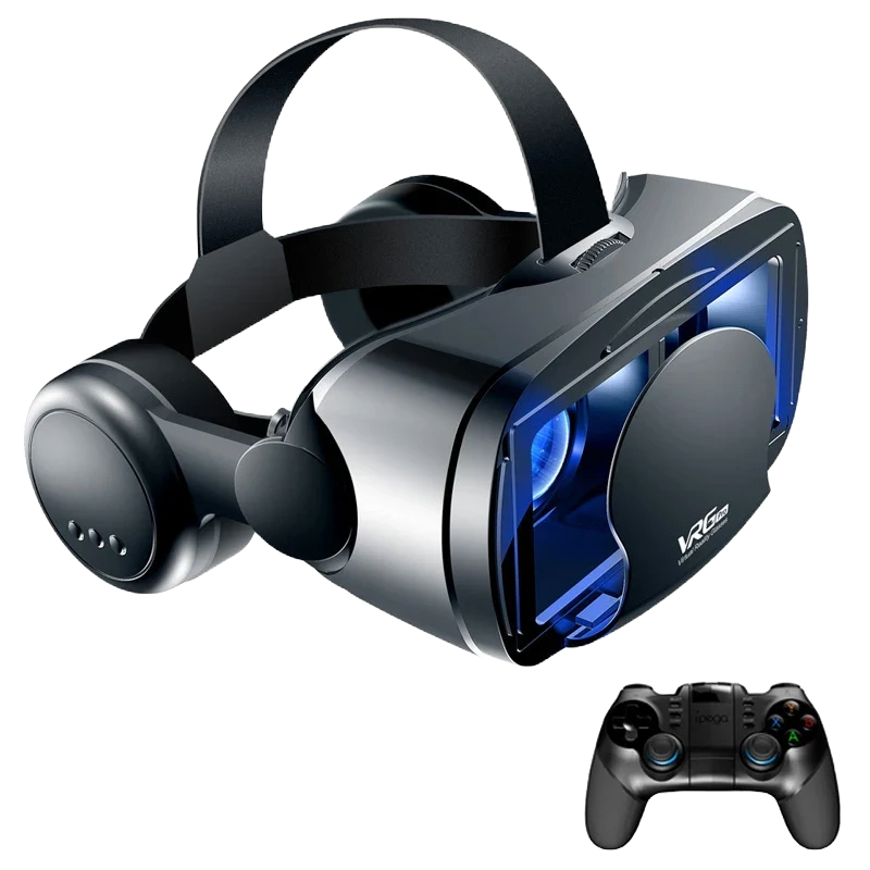 Virtual Reality 3D VR Headset Smart Glasses Helmet for Smartphones Cell Phone Mobile 7 Inches Lenses Binoculars with Controllers.