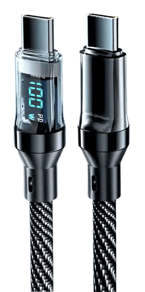 120W LED Digital Display USB Type-C Quick Charge Cable for OPPO, VIVO, and Huawei Fast Charging Data Transfer.
