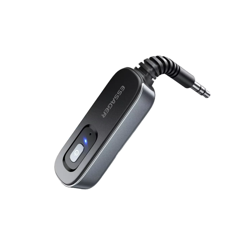 Bluetooth 5.1 Audio Receiver and Transmitter with 3.5mm AUX and Microphone for Wireless Stereo Music Streaming on PC, TV, and Car Speakers.