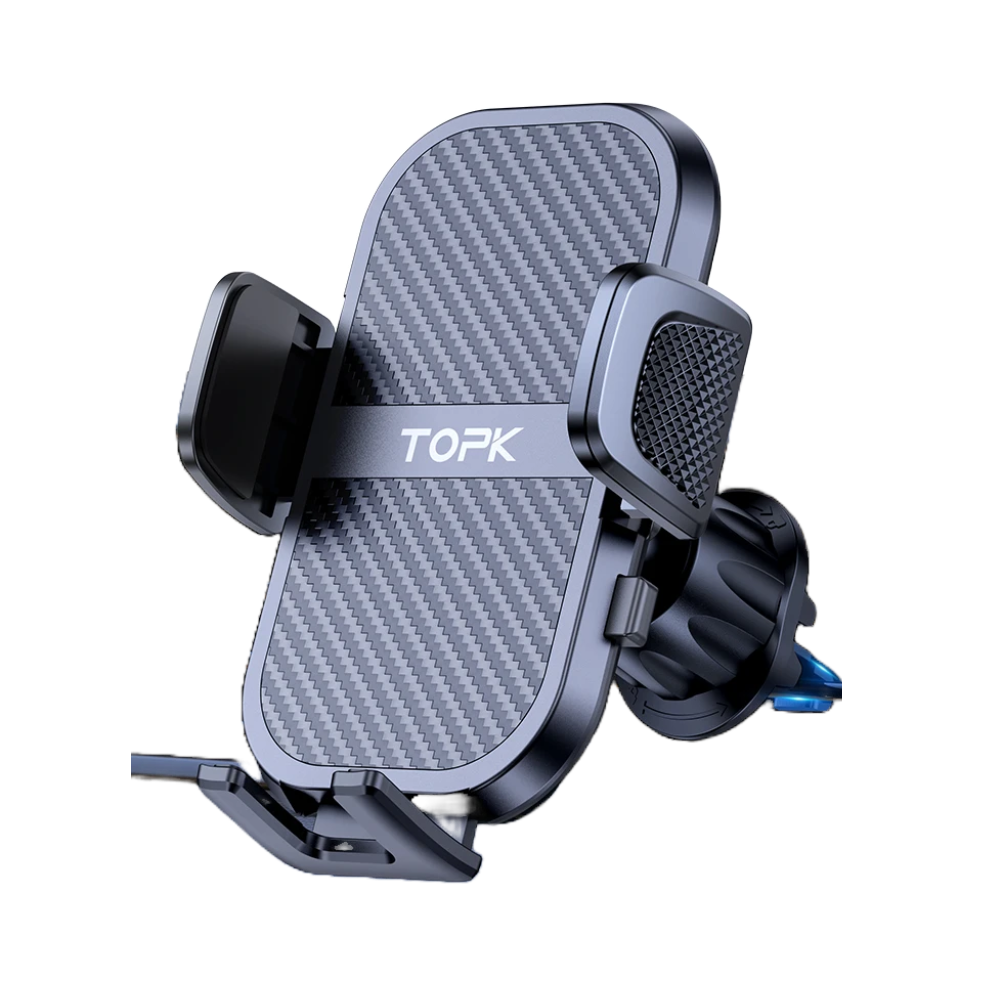 TOPK Premium Automotive Smartphone Mount - Ultra-Stable Holder for Dashboard, Windscreen, and Air Vent Compatibility with All Smartphones.