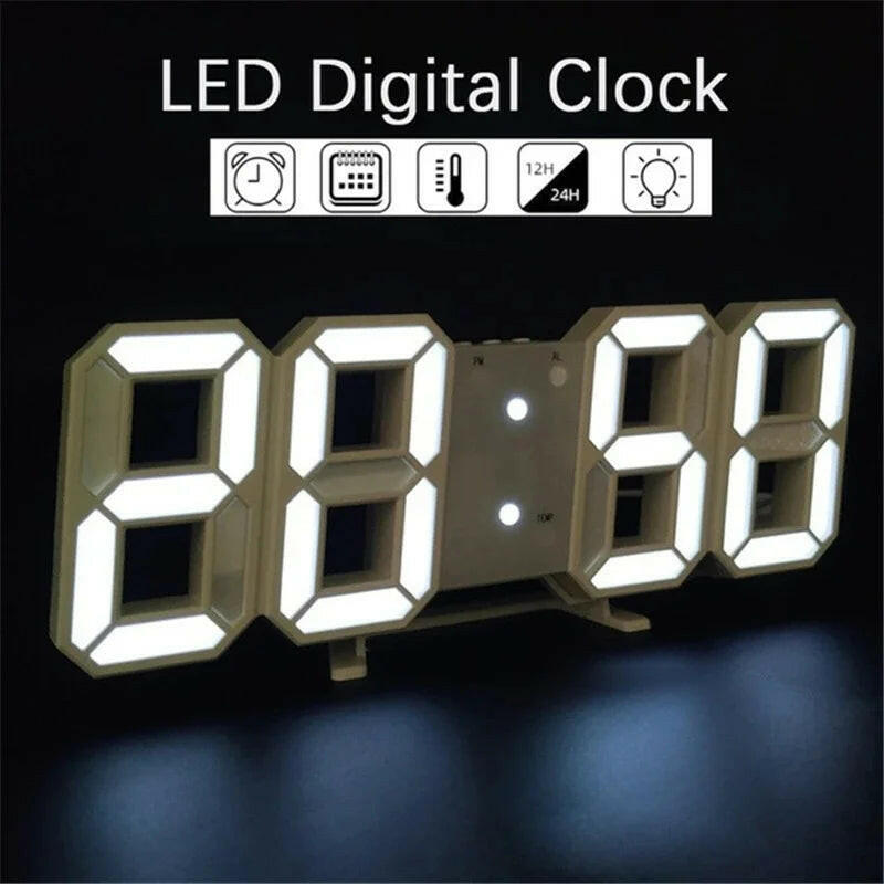 3D LED Digital Wall Clock with Date, Time, and Celsius Display - Alarm Clock and Nightlight for Home and Living Room Décor.