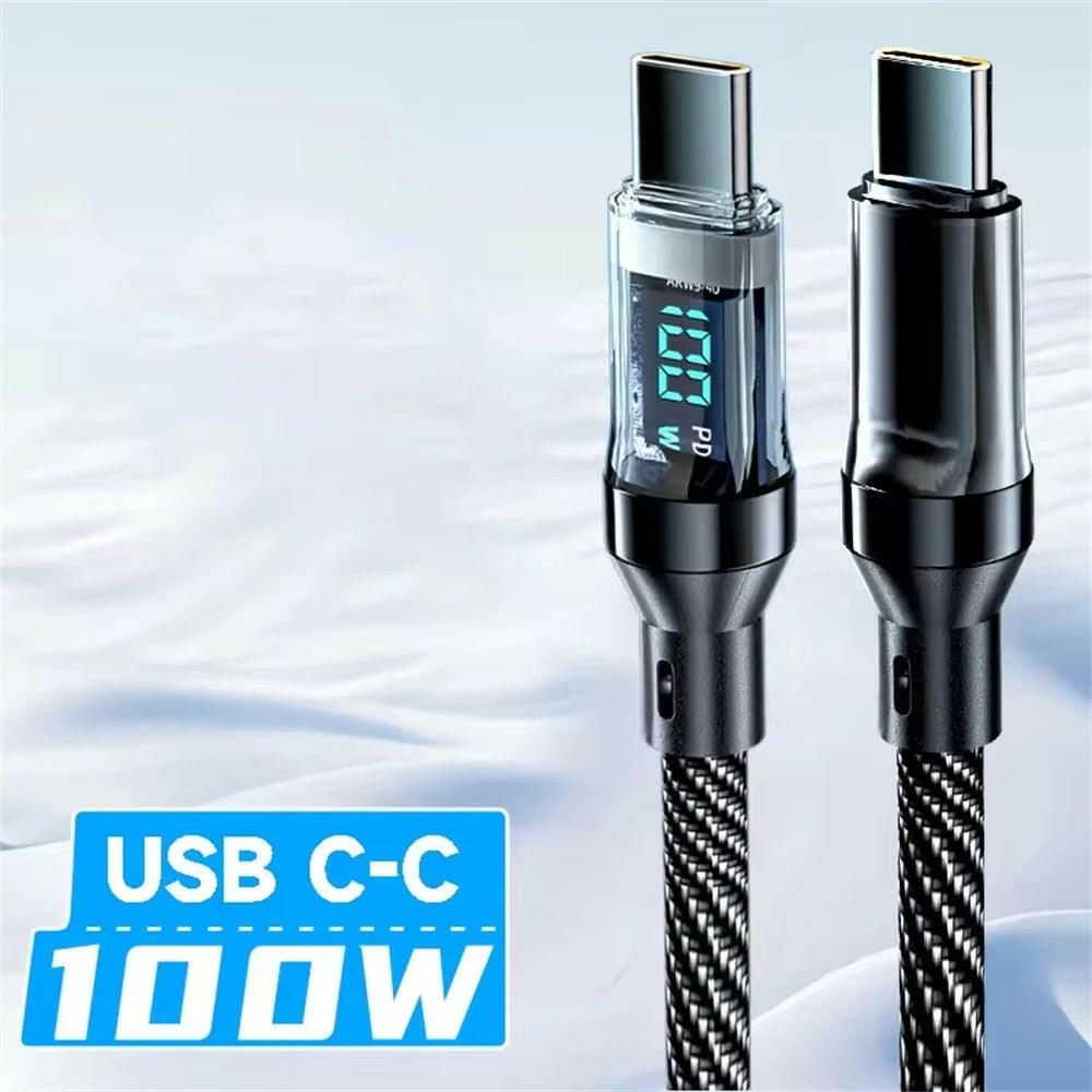 120W LED Digital Display USB Type-C Quick Charge Cable for OPPO, VIVO, and Huawei Fast Charging Data Transfer.