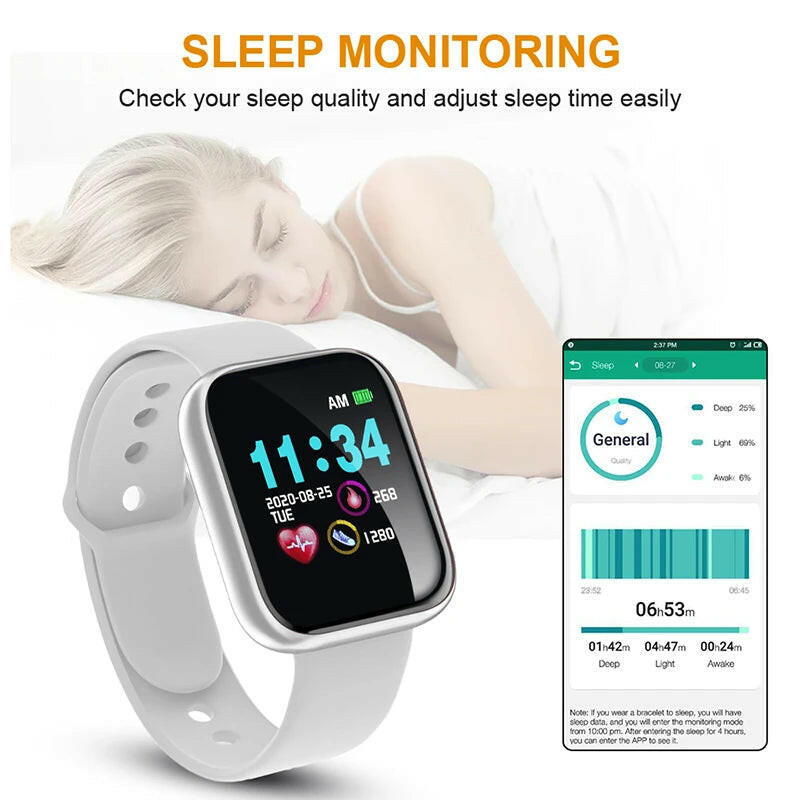 Waterproof Smart Watch for Women and Men - Electronic Fitness Tracker for Kids, Compatible with Xiaomi and Huawei Bracelets.