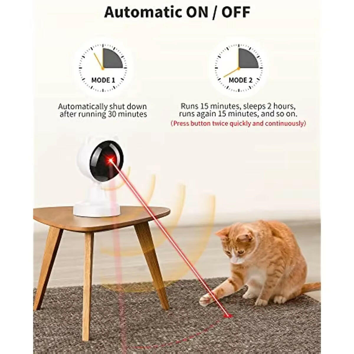 Automatic Laser Interactive Cat Toy - USB Rechargeable Multifunctional Toy for Indoor Cats and Kittens.