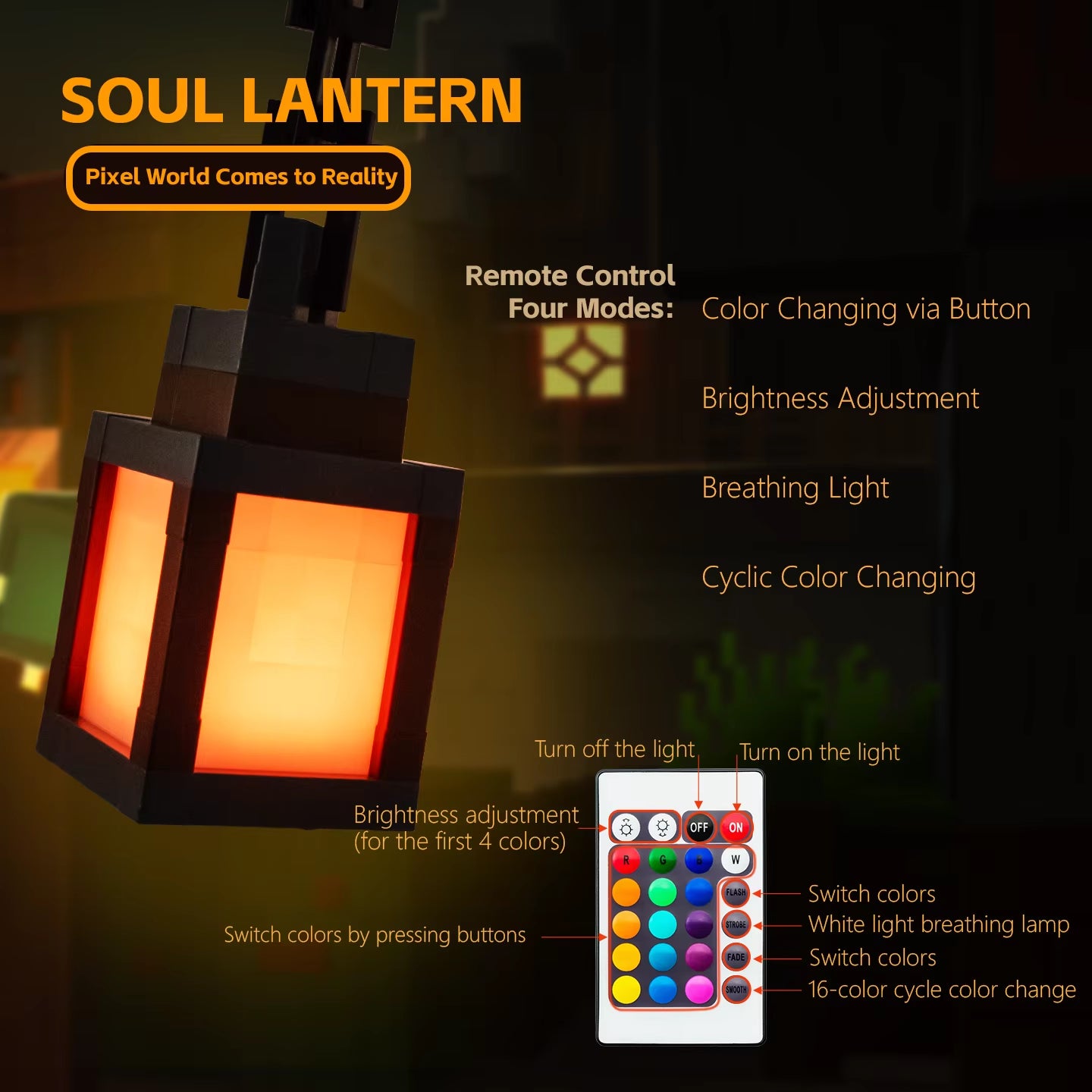 Pixel Style Portable Night Light Lantern