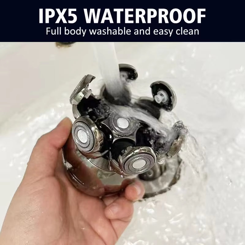 7 Head Electric Shaver for Men - Advanced 7D Floating Cutter, IPX5 Waterproof, USB Wireless Charging, and Multi-Grooming Kit.