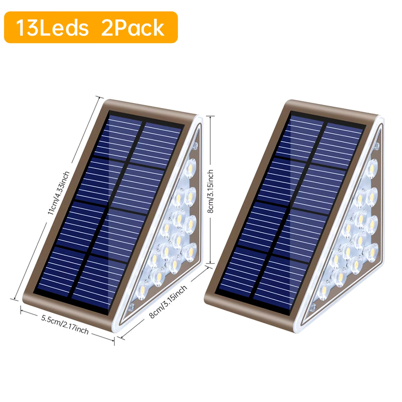 Elegant Outdoor Solar Step Lights - Waterproof IP67 Auto On/Off Illumination for Stairs, Patios, Yards, and Sidewalks.