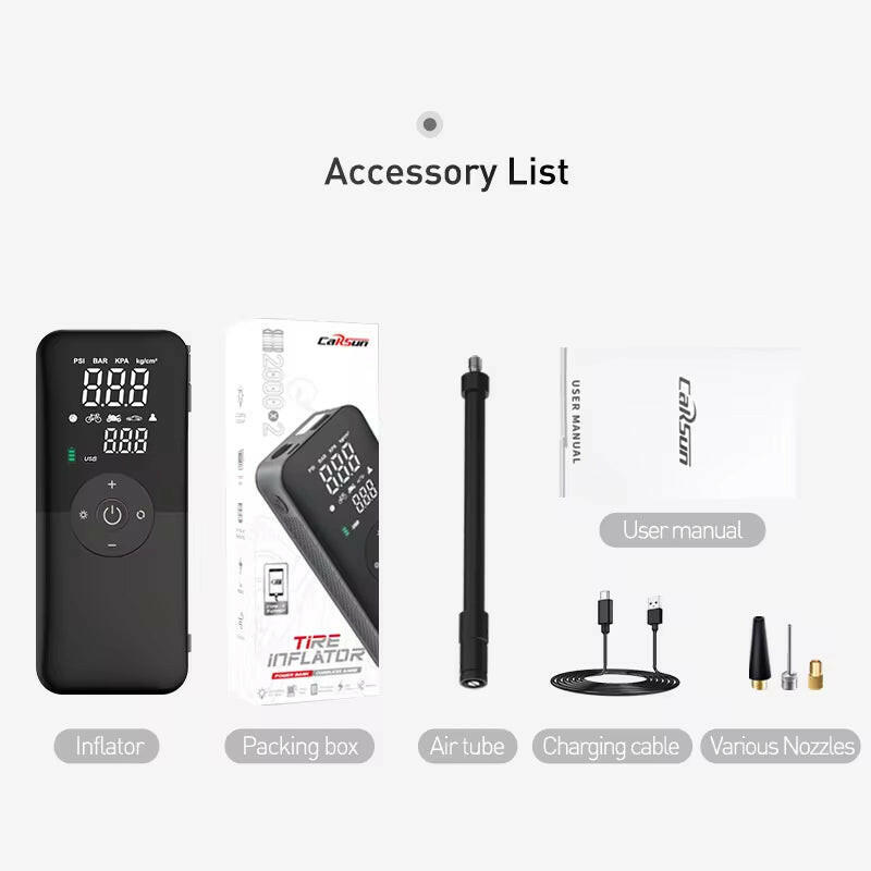 Rechargeable Air Pump Tire Inflator Portable Compressor Digital Cordless Car Tyre Inflator for Motocycle Bicycle Balls.