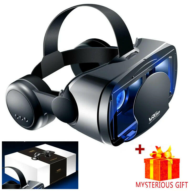 Virtual Reality 3D VR Headset Smart Glasses Helmet for Smartphones Cell Phone Mobile 7 Inches Lenses Binoculars with Controllers.