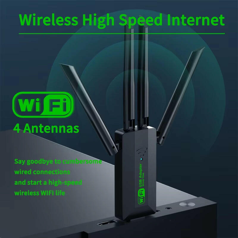 Vaorlo 1200Mbps Dual Band Wi-Fi USB Adapter with 4 Antennas, 802.11AC, USB 3.0 High-Speed Wireless Receiver for PC and Laptop.
