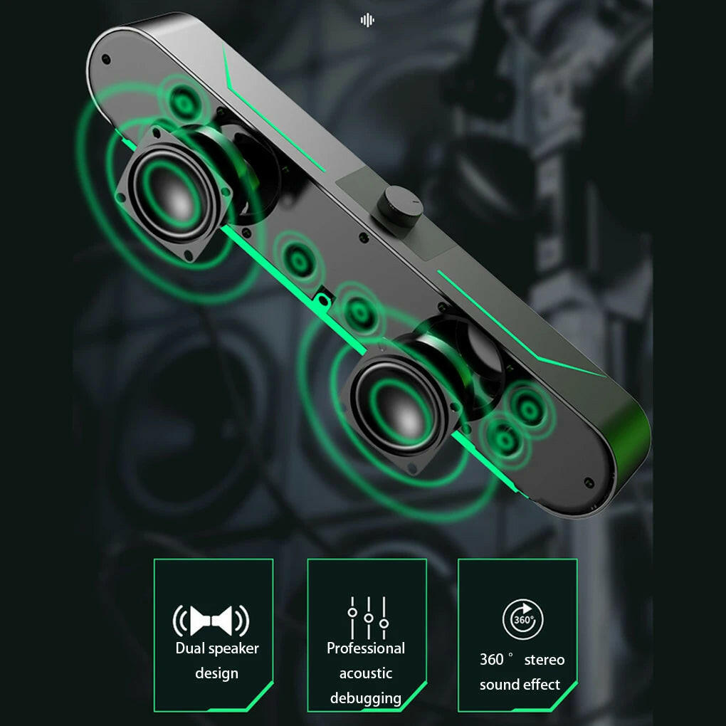 A39 Computer Speaker Surround Soundbar Speaker | 10W Wired Loudspeaker Stereo Subwoofer Sound Bar for Laptop PC Gamer.