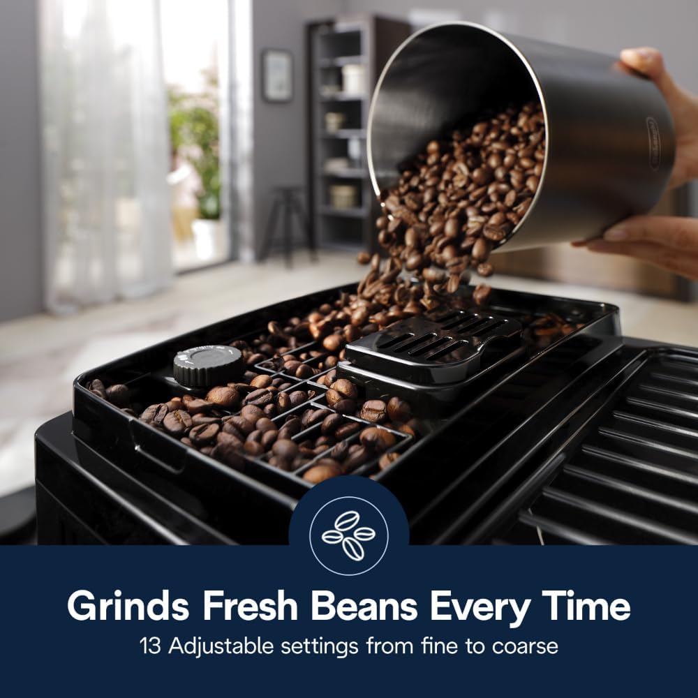 De'Longhi Magnifica Start Fully Automatic Espresso Machine with Integrated Milk Frother and Grinder.