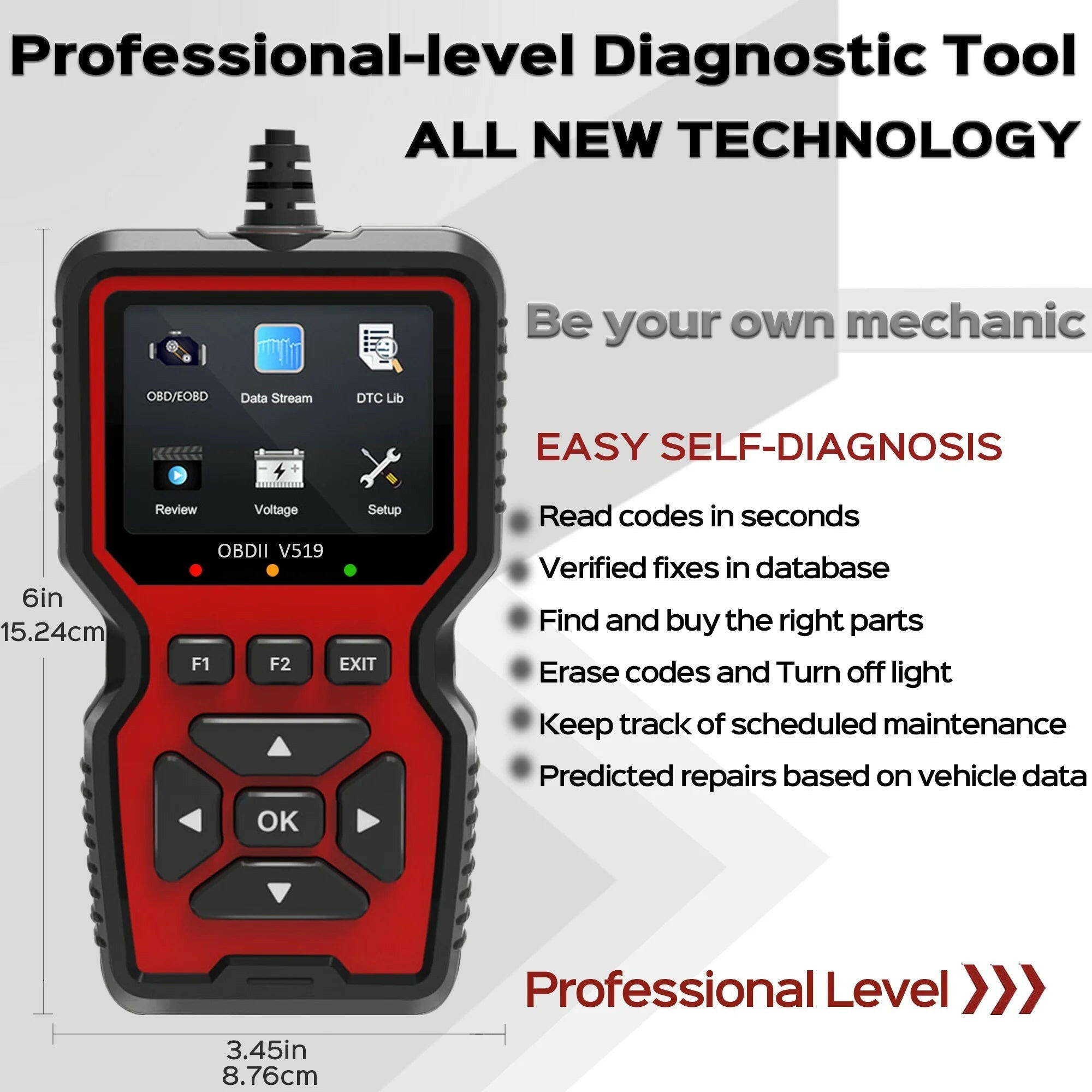 Professional OBD2 Scanner with Live Data for Comprehensive Vehicle Diagnostics and Check Engine Light Analysis.
