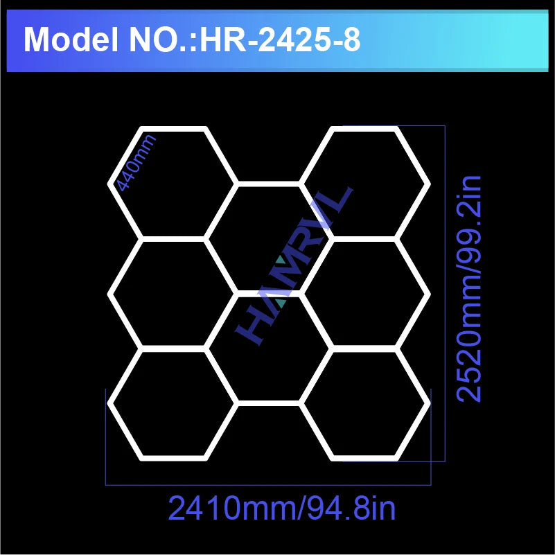 Hexagon LED Ceiling Lighting for Garage, Barbecue Shops, Barbershops, Gyms, Car Detailing Showrooms, and Workshops