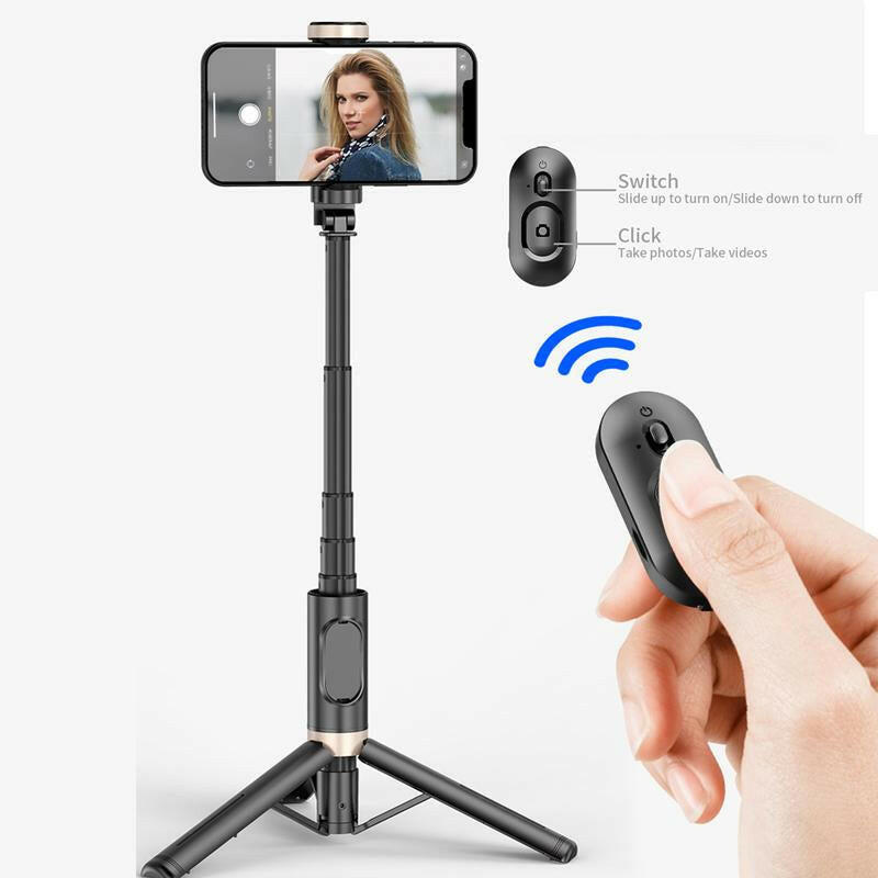 28" Portable Multifunctional Selfie Stick Tripod - Lightweight Aluminum Alloy Phone Stand with Wireless Remote Control for Video Recording and Photography, Compatible with iPhone and Android Devices, Supports Horizontal and Vertical Shooting.