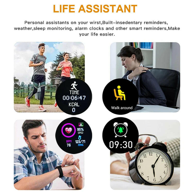 Waterproof Smart Watch for Women and Men - Electronic Fitness Tracker for Kids, Compatible with Xiaomi and Huawei Bracelets.