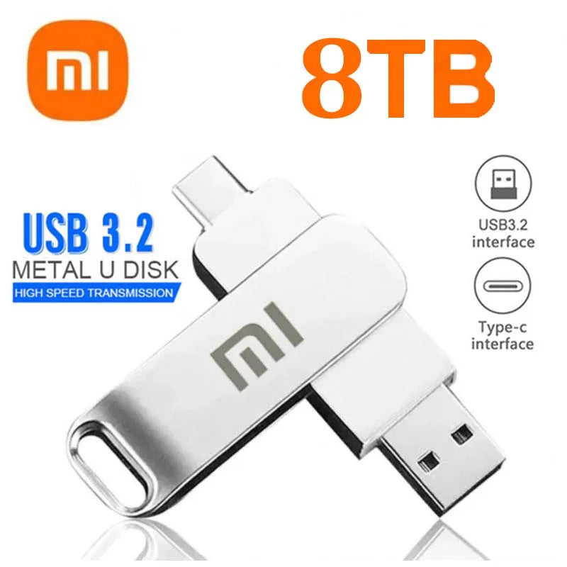 Xiaomi 16TB USB 3.2 Waterproof Flash Drive with High-Speed Transfer and Type-C 2-in-1 Interface for Mobile Devices and Computers