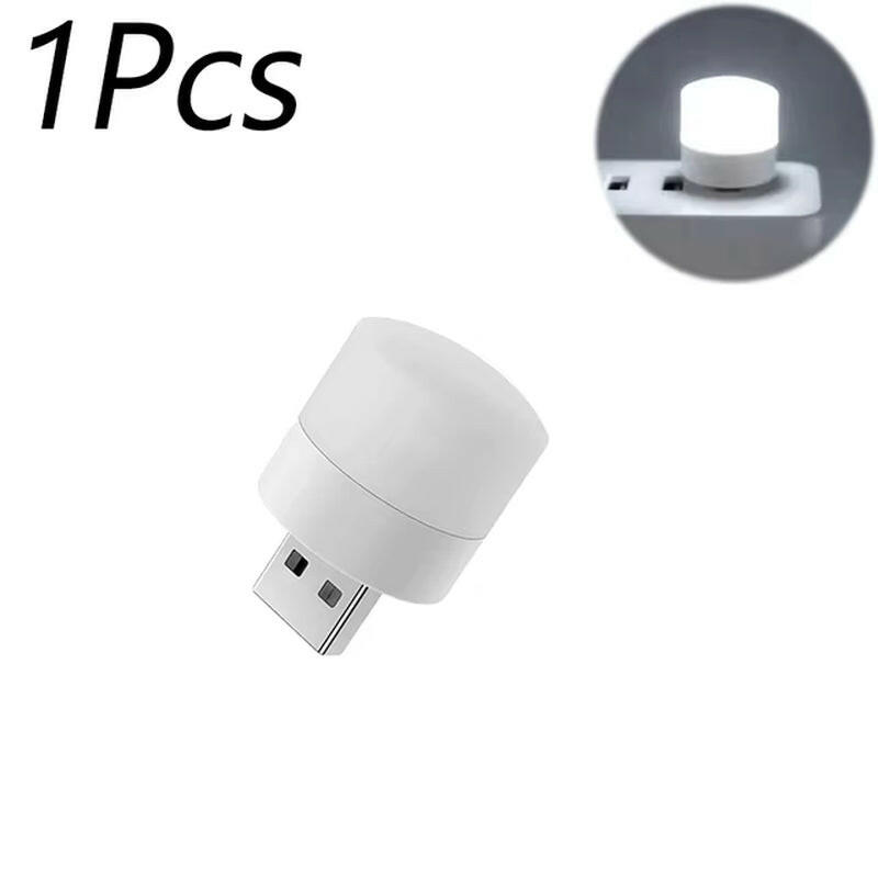 White USB light bulb with close-up inset on a white background