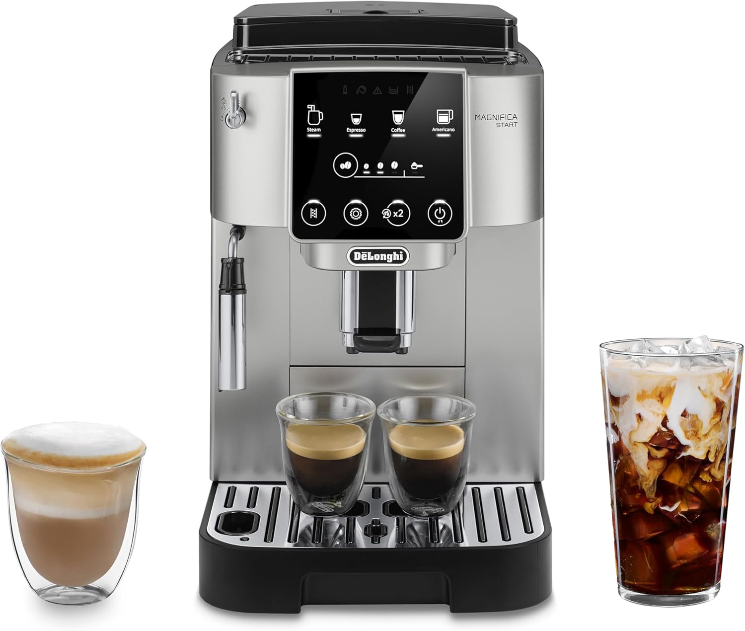 De'Longhi Magnifica Start Fully Automatic Espresso Machine with Integrated Milk Frother and Grinder.