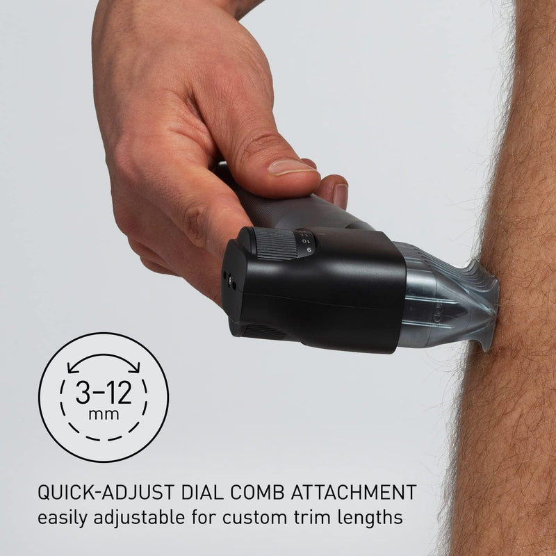 Wet/Dry Cordless Electric Body Groomer/Hair Trimmer with 2 Comb Attachments, Multi-Directional Shaving in Sensitive Areas, Black (ER-GK80-S541)