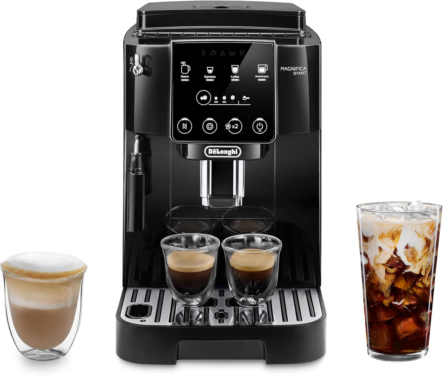 De'Longhi Magnifica Start Fully Automatic Espresso Machine with Integrated Milk Frother and Grinder.