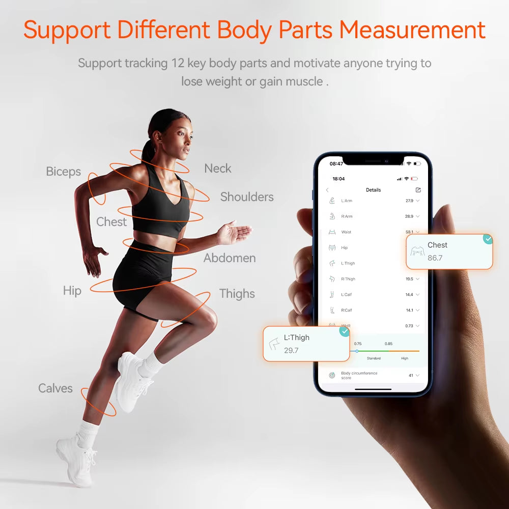 Revolutionize Your Fitness Journey with the Smart Body Measurement Tape 2024 - Dual Scale Soft Tape Measure for Accurate Body Measurements and Mobile App Tracking