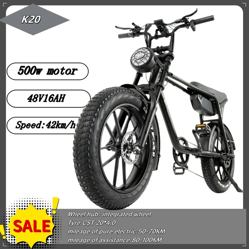 Electric bike with 500W motor and 16AH lithium battery for efficient and powerful cycling performance