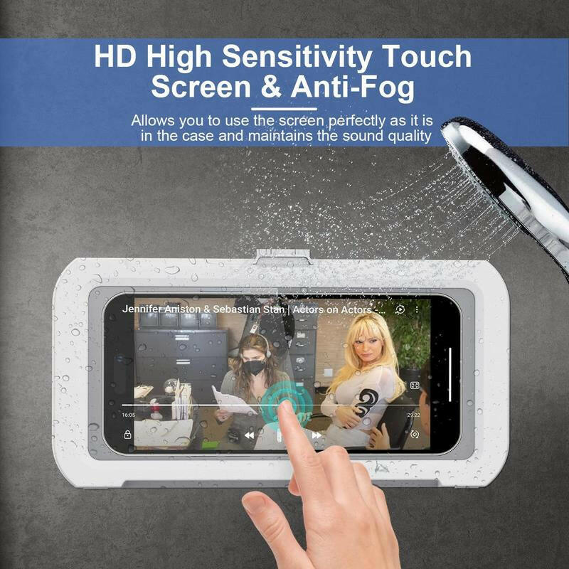 Waterproof Shower Phone Holder with 360° Rotation, Anti-Fog High Sensitivity Case for Bathroom and Kitchen, Compatible with 4" - 7" Mobile Devices.