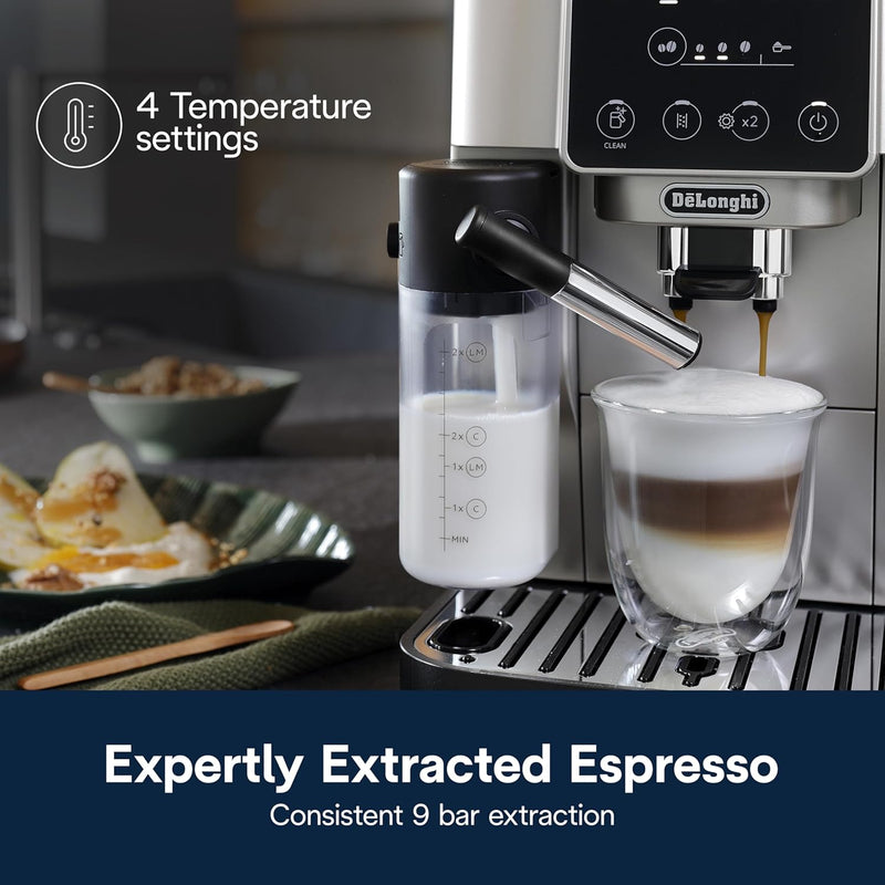 De'Longhi Magnifica Start Fully Automatic Espresso Machine with Integrated Milk Frother and Grinder.