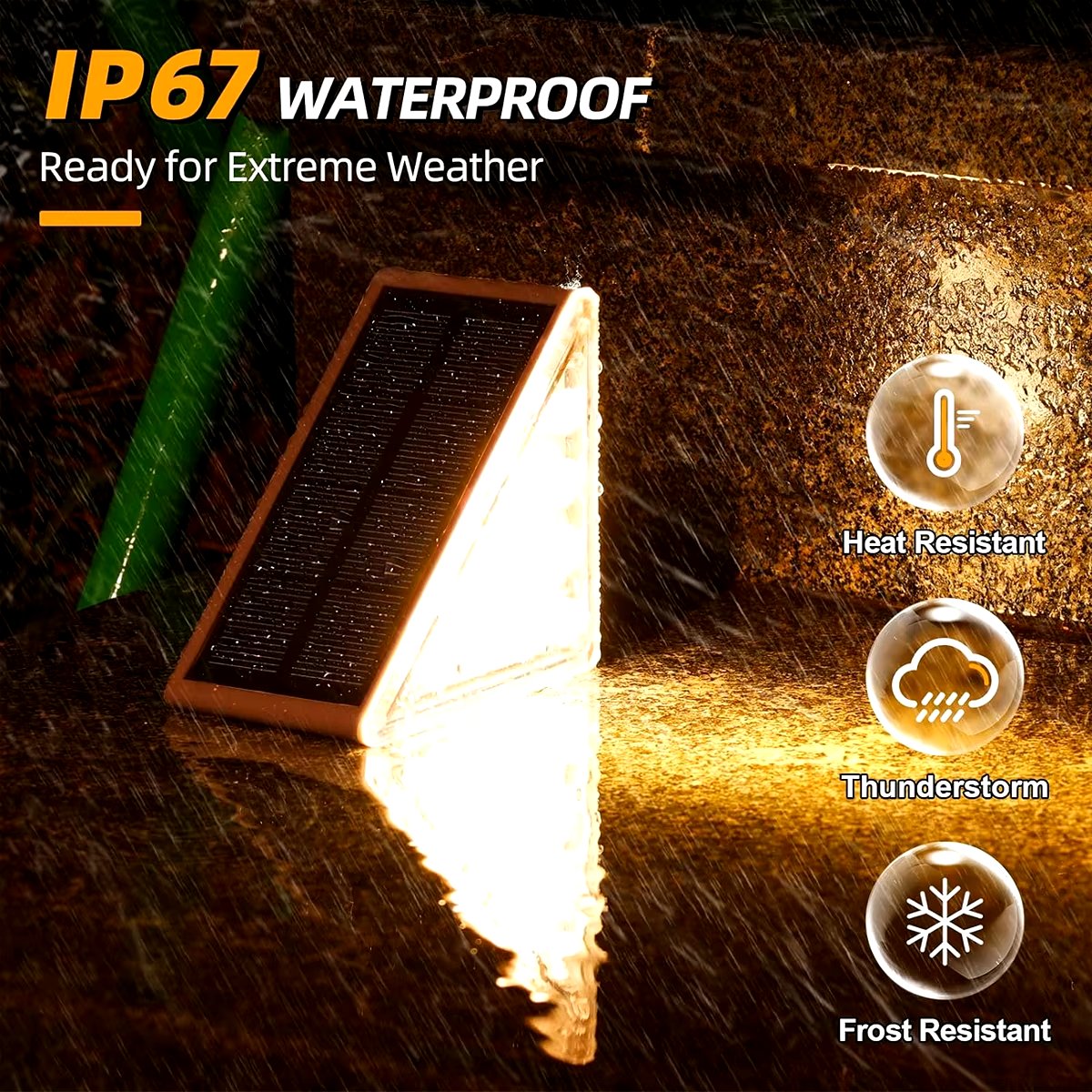 Elegant Outdoor Solar Step Lights - Waterproof IP67 Auto On/Off Illumination for Stairs, Patios, Yards, and Sidewalks.