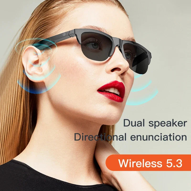 Smart Bluetooth V5.3 Sunglasses: High-Fidelity Outdoor Sports Headphones with UV Protection for Men and Women.