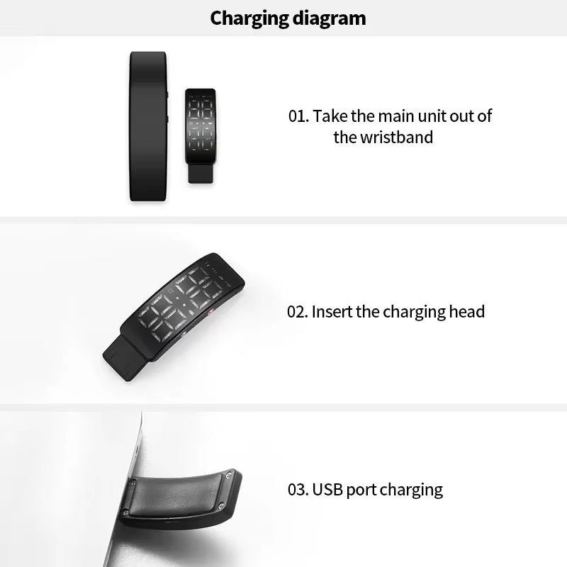 W5Sv Smart Bracelet with Vibration Alarm, Sleep Monitoring, 24-Hour Pedometer, and Rechargeable Functionality