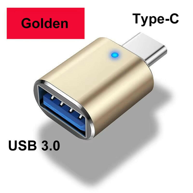 LED USB 3.0 to Type-C Adapter - OTG USB-C and USB-A to Micro USB Female Connector for Samsung, Xiaomi, and POCO Devices.