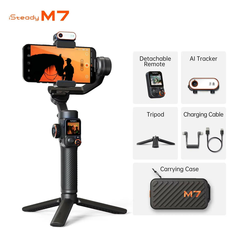 Hohem M7 iSteady 3-Axis Smartphone Gimbal Stabilizer with Integrated Selfie Stick for Enhanced Mobile Videography.