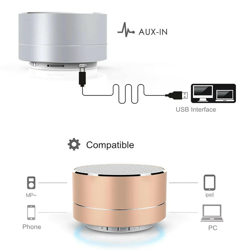 Wireless Mini Super Bass Bluetooth Music Speaker for Samsung Iphone Ipad Tablet Silver Grey.